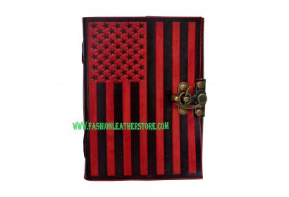 Handmade Real Leather Book Of Shadow USA flag leather journal Note Book